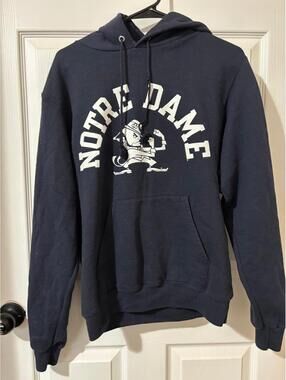 Vtg Champion Notre Dame Fighting Irish Hoodie Navy Blue Sweatshirt Size Small